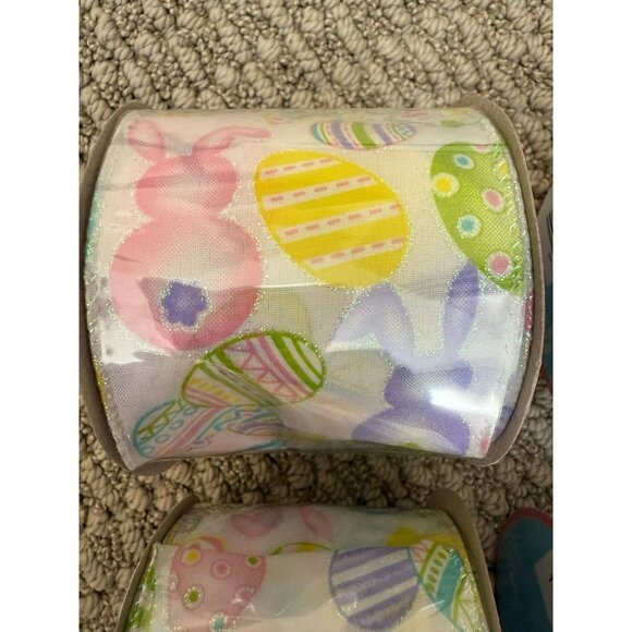 NWT Lot of 4 Ribbon Spools | Happy Easter Bunny Egg Theme | 3 Yards - Picture 3 of 4